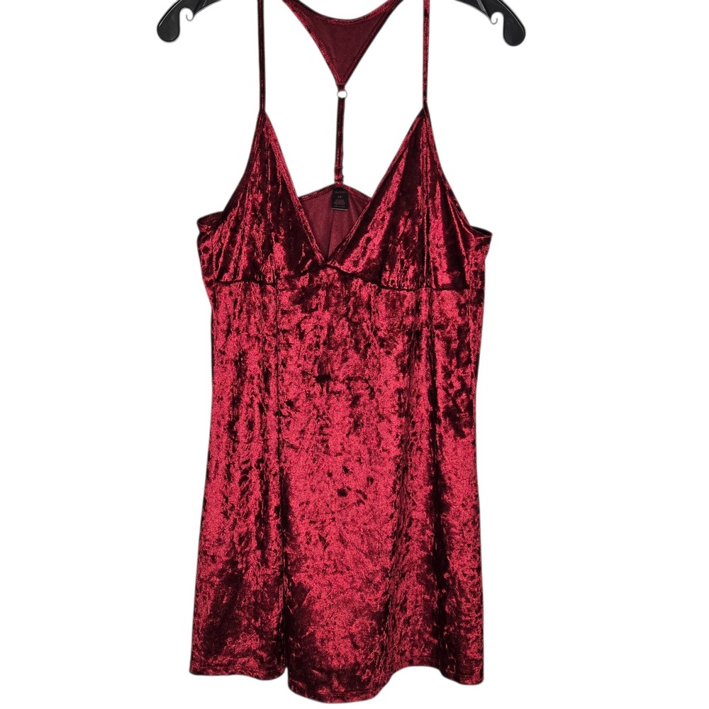 Fredericks of Hollywood Velvet Chemise Slip Dress 2X Red Crush V-Neck Lingerie